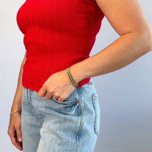 Thread & Supply | Aster Tank | Red Stretch Knit Top - Picture 3 of 7